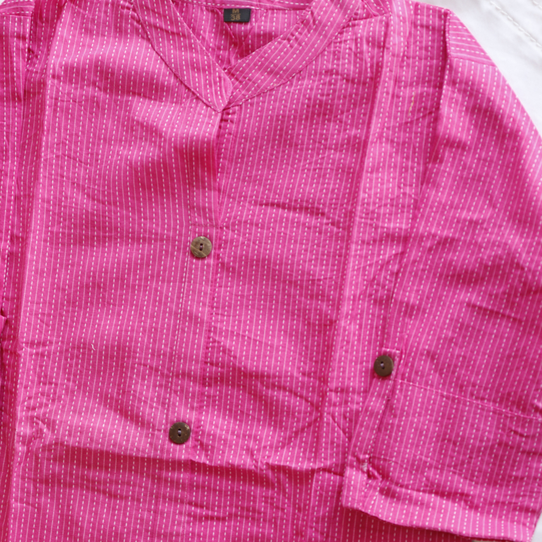 Pink Kantha Work Cotton Co-Ord Set
