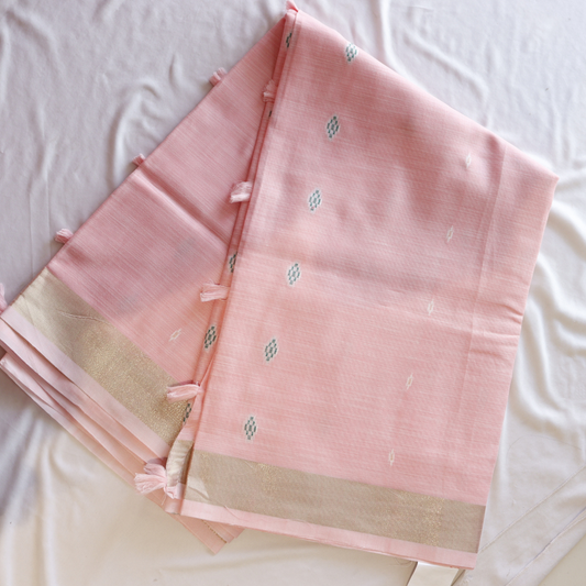 Pure Linen With Golden Border Saree