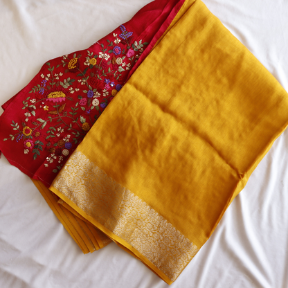 Pure Silk Saree With Heavy Handwork Blouse