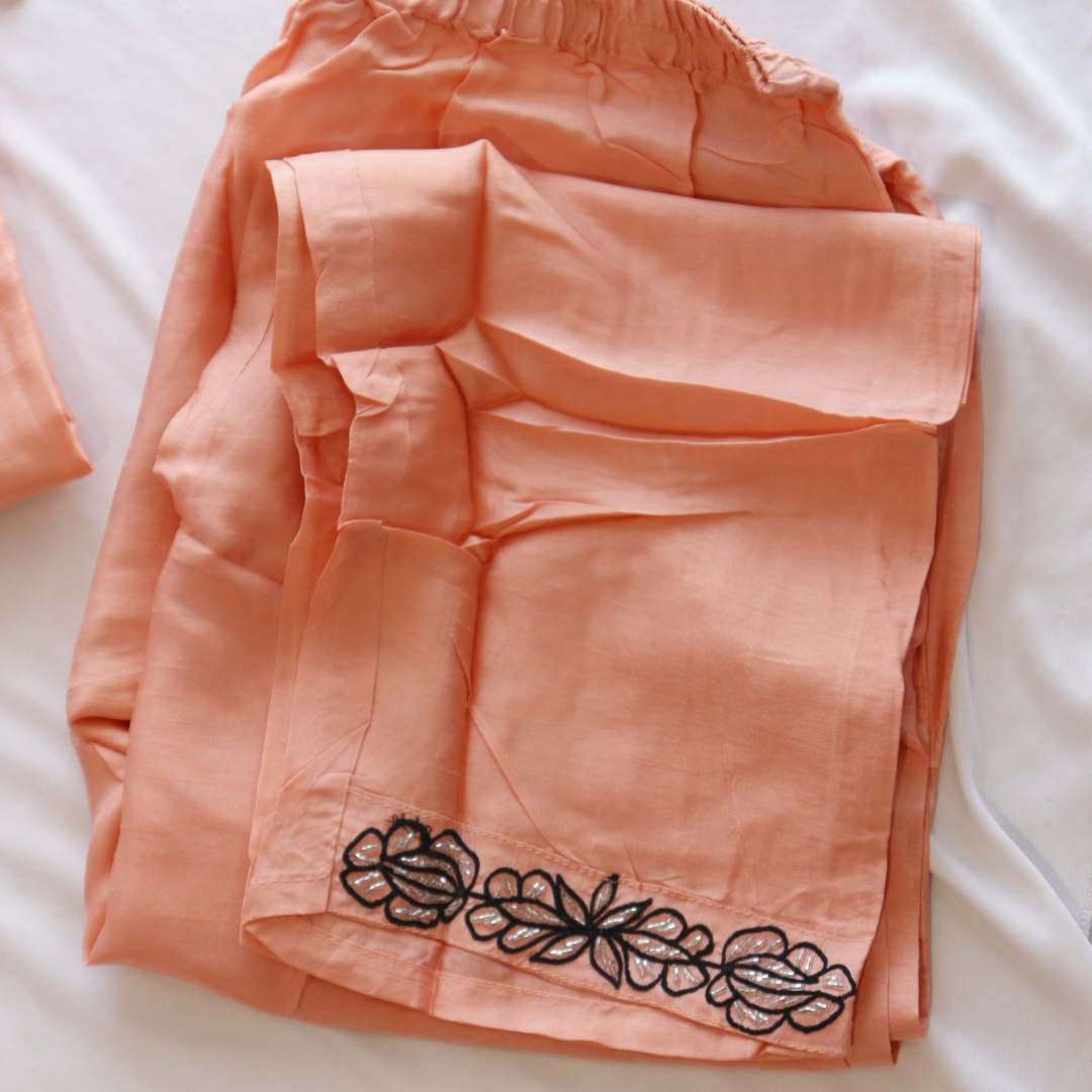 Peach Beads Work Co-Ord Set