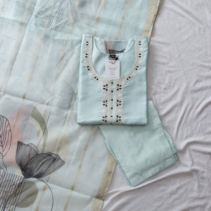 Pastel Digital Printed Silk Suit Set