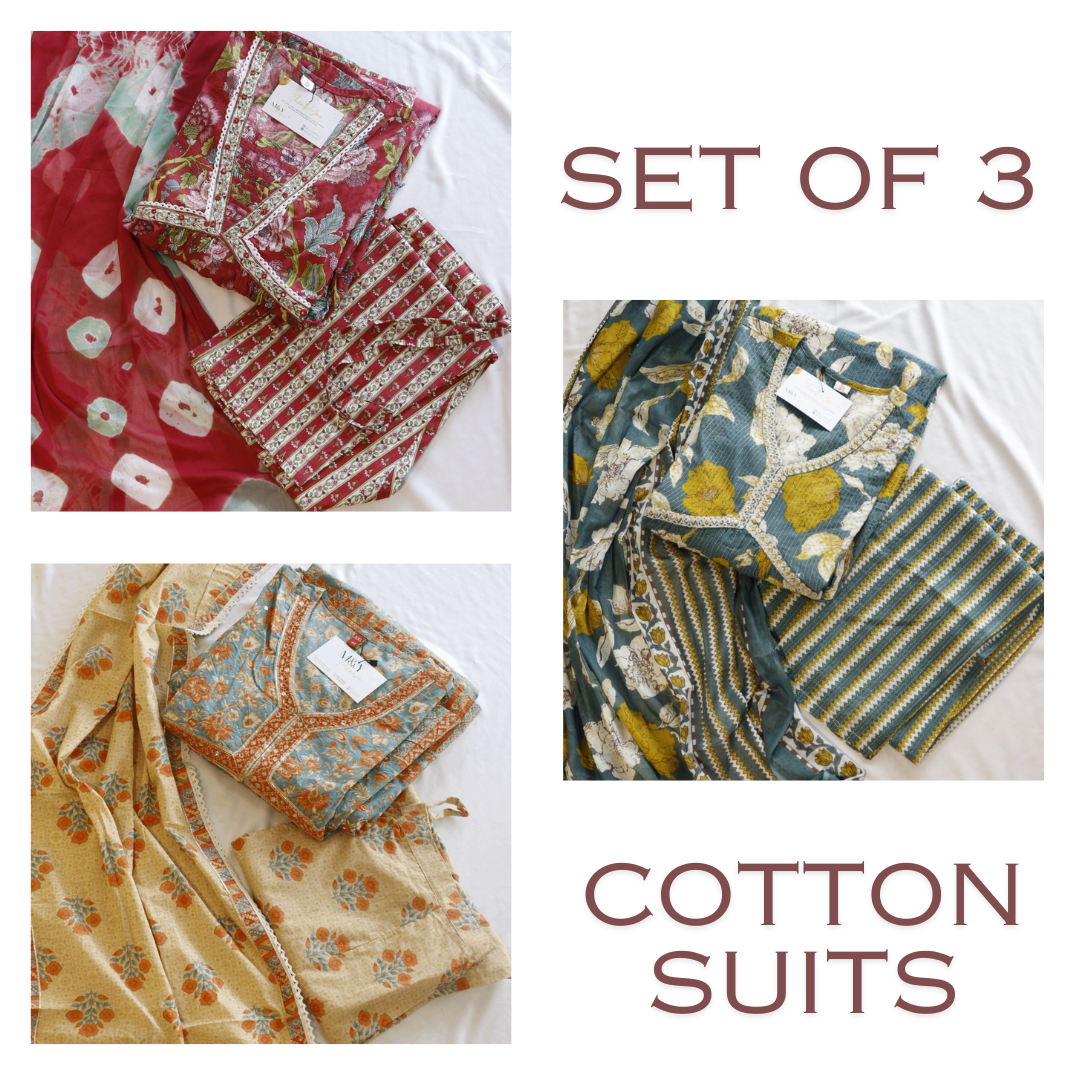 Alia Cut Cotton Suit Sets ( SET OF 3 SUITS)