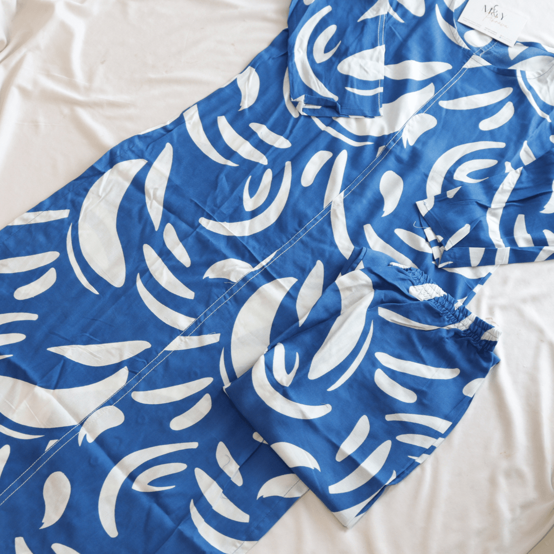 Abstract Blue Printed Co - Ord Set - M&Y Pehnava