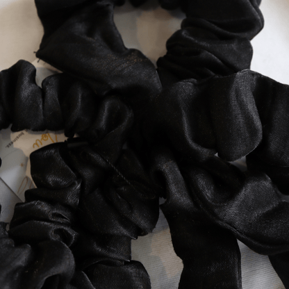 Black - Set Of 4 Scrunchies - M&Y Pehnava