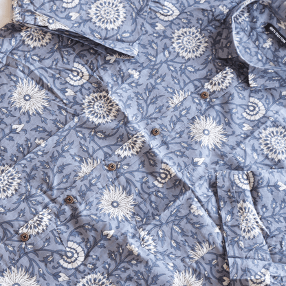 Blue Floral Short Sleeve Shirt - M&Y Pehnava