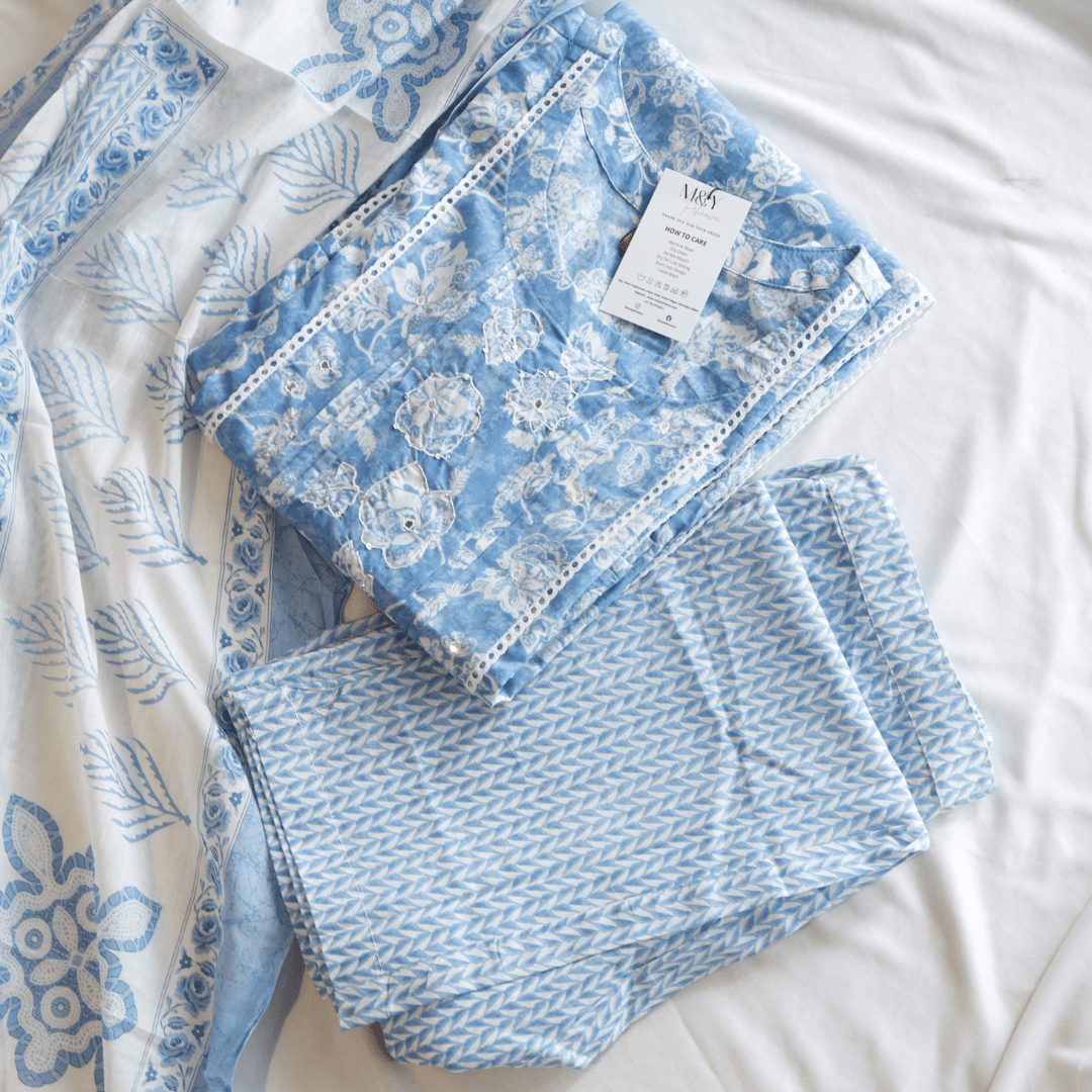 Blue Pure Cotton Suit Set - M&Y Pehnava