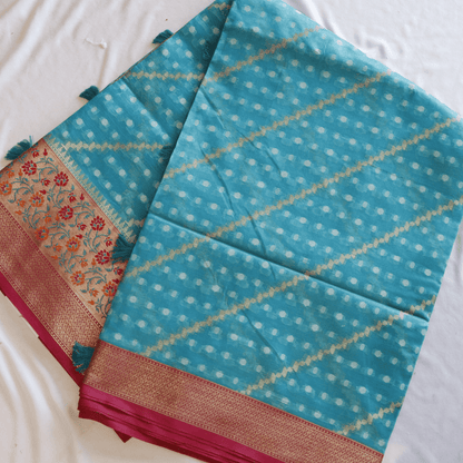 Cotton Silk Heavy Banarsi Border and Buty Saree - M&Y Pehnava