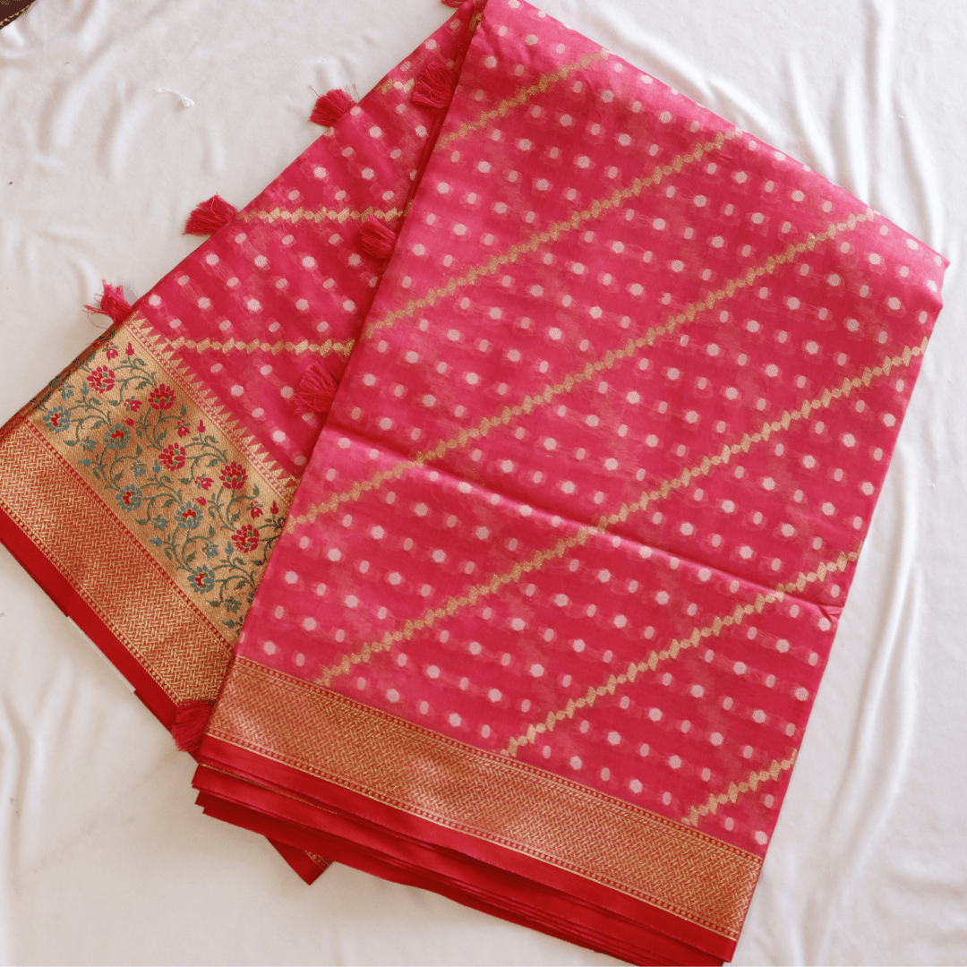 Cotton Silk Heavy Banarsi Border and Buty Saree - M&Y Pehnava