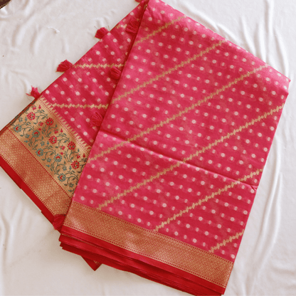 Cotton Silk Heavy Banarsi Border and Buty Saree - M&Y Pehnava