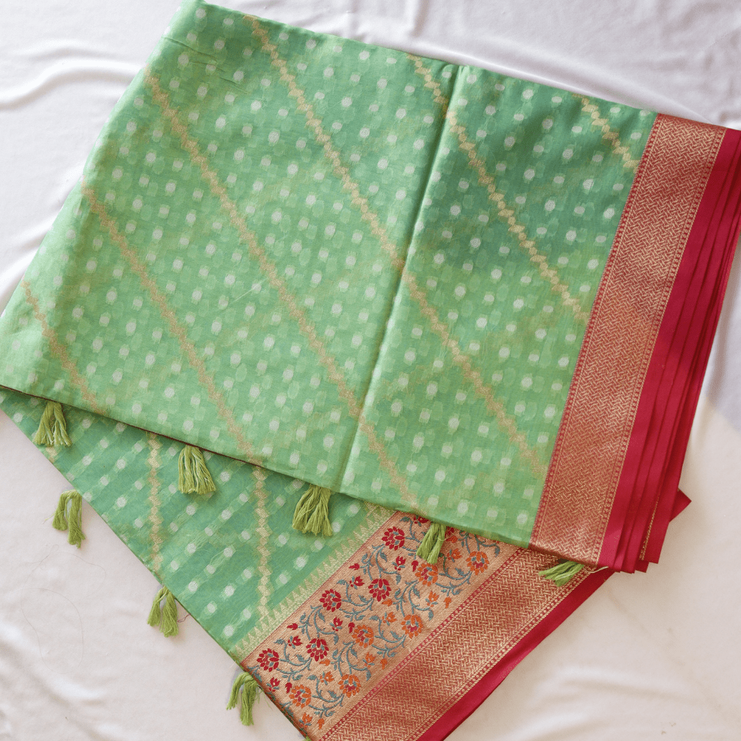 Cotton Silk Heavy Banarsi Border and Buty Saree - M&Y Pehnava