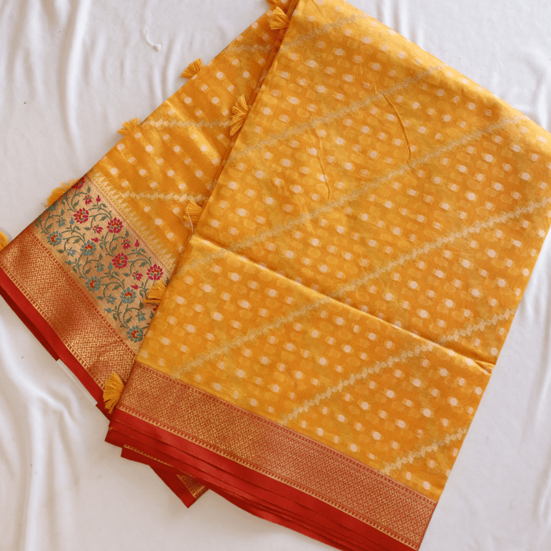 Cotton Silk Heavy Banarsi Border and Buty Saree - M&Y Pehnava