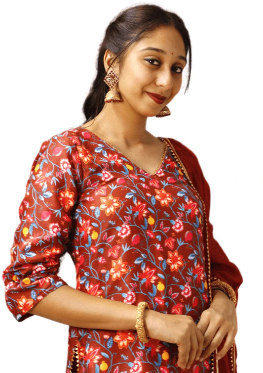 Digital Printed Poly Cotton Kurti Set - M&Y Pehnava