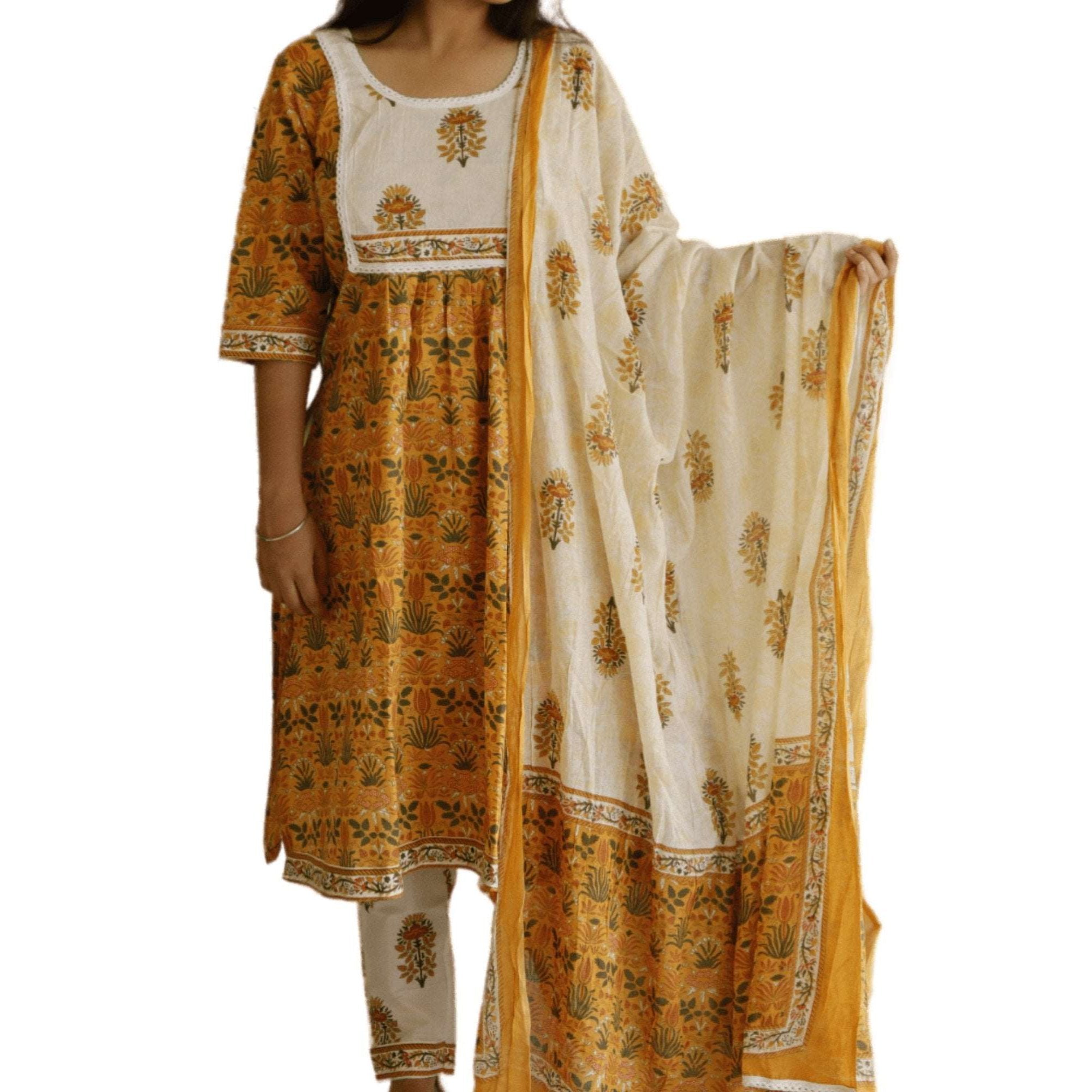 Hand Block Printed Cotton Set - M&Y Pehnava