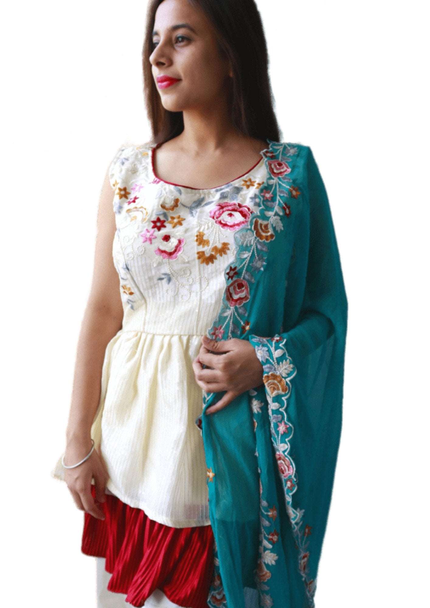 Pure Silk Peplum Style Kurti Palazzo Set - M&Y Pehnava