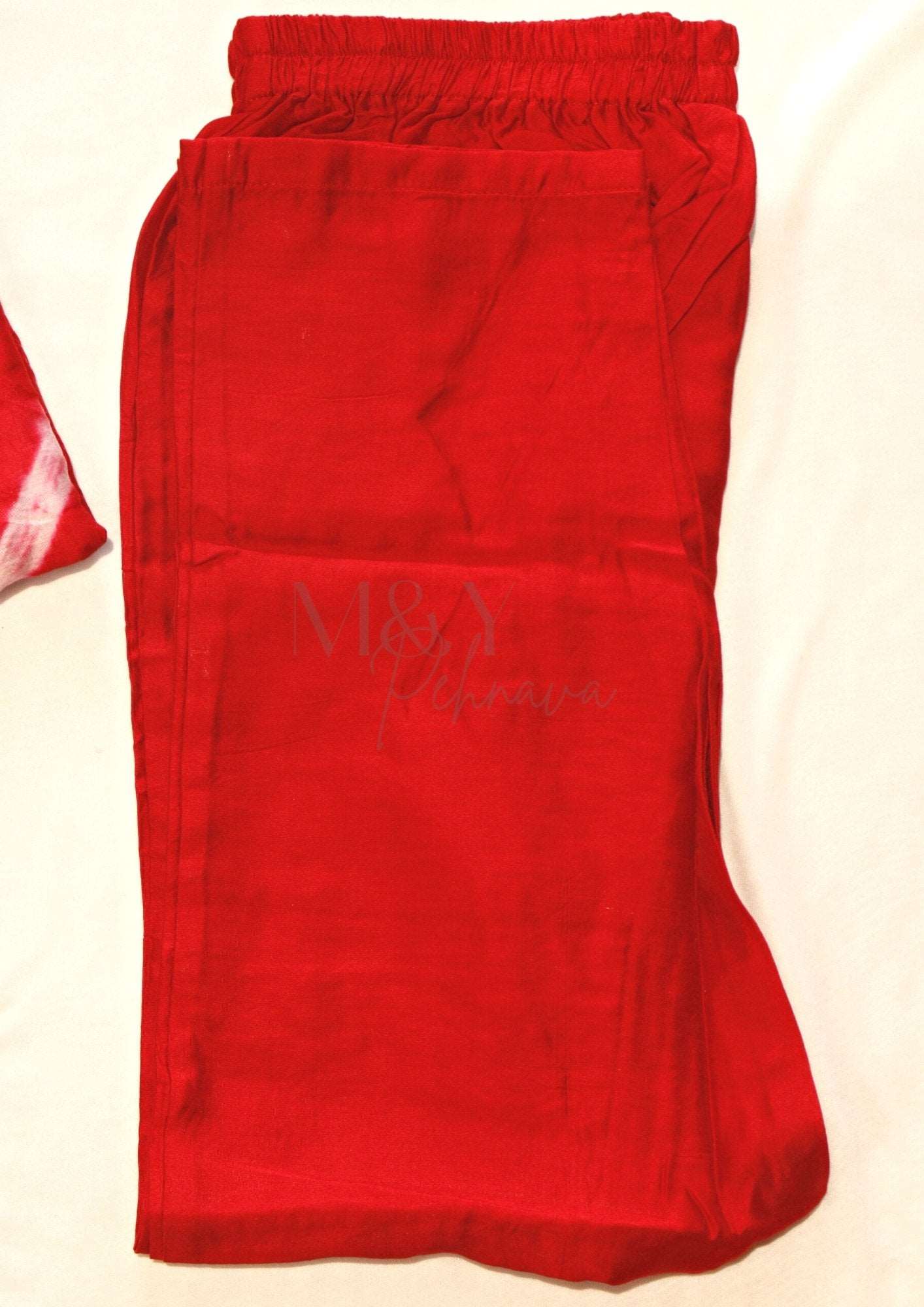 Red Leheriya Bandhej Cotton Suit Set - M&Y Pehnava