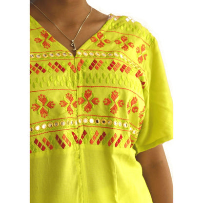 Cotton Embroidered Kurti - M&Y Pehnava