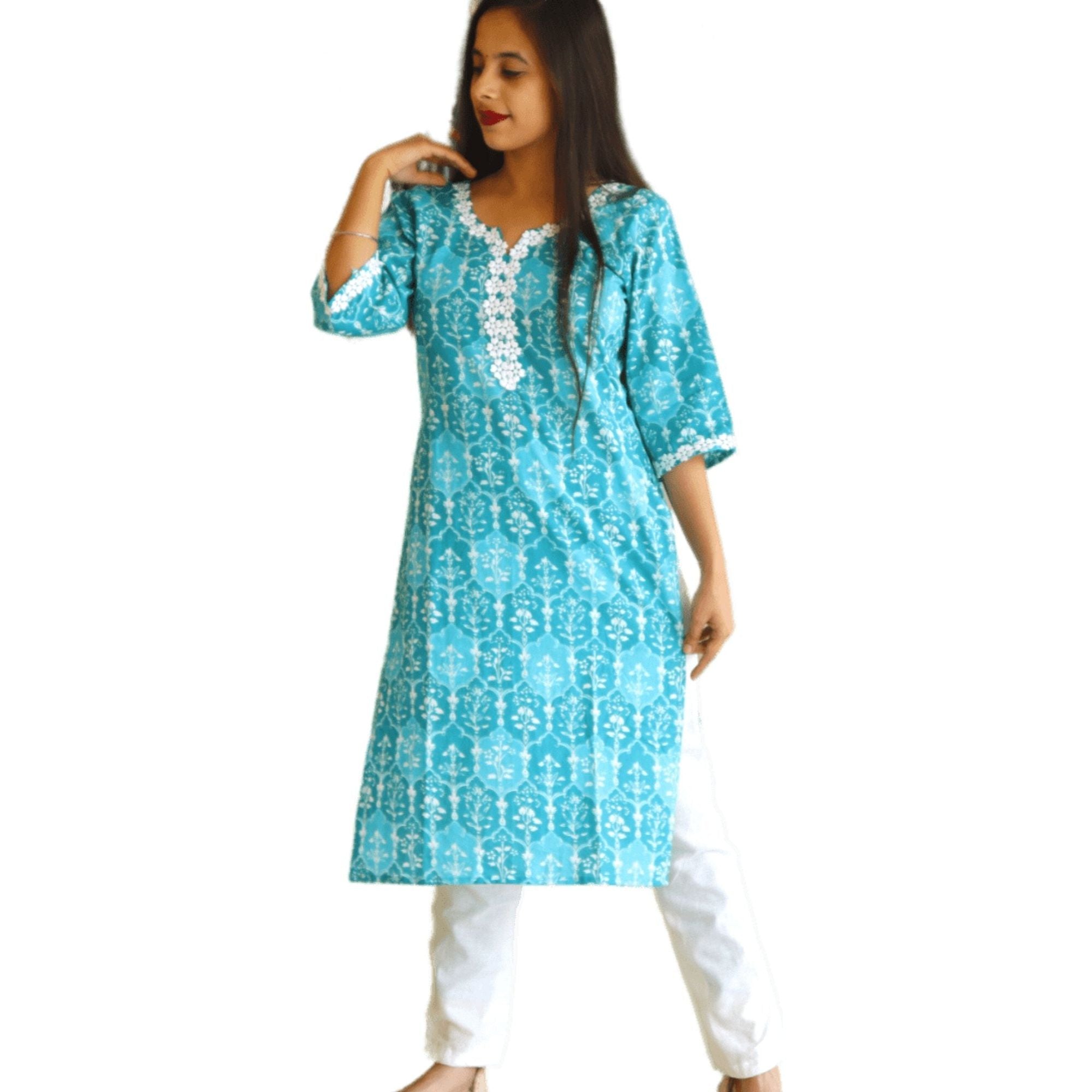 Hand Block Cotton Printed Kurti Dupatta Set - M&Y Pehnava