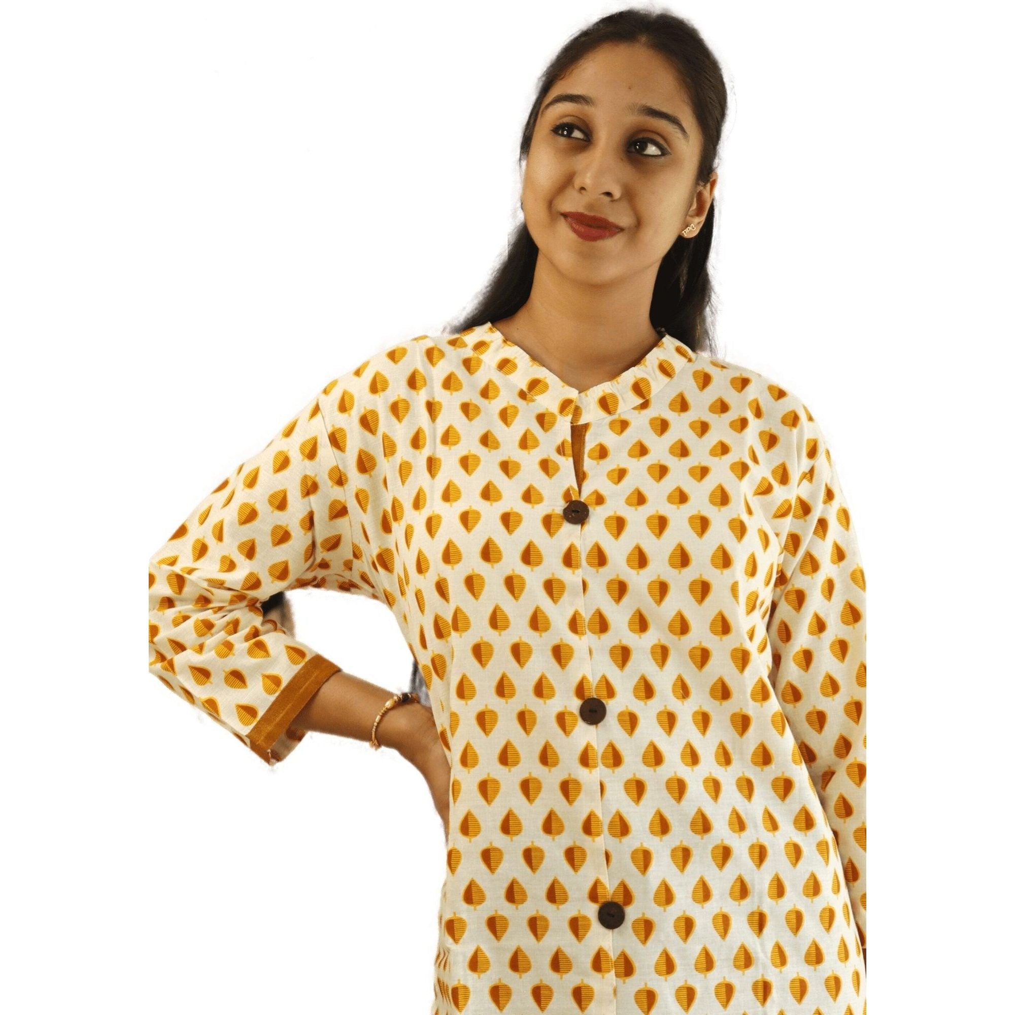 Hand-Block Printed Cotton Kurti - M&Y Pehnava