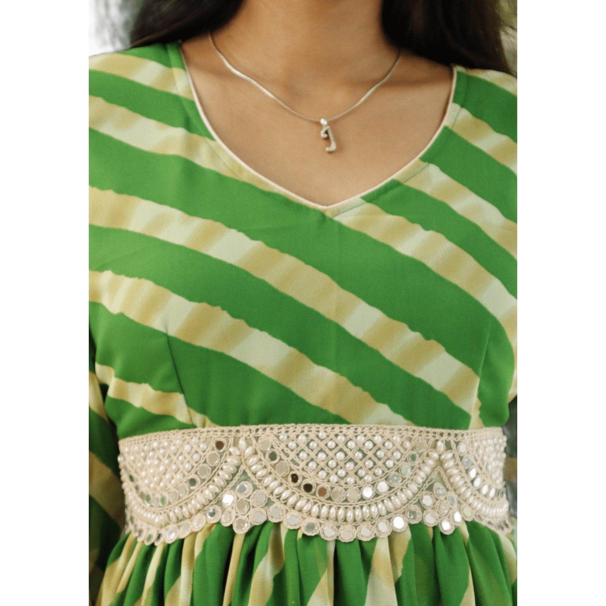 Pure Georgette Leheriya Kurti With Belt - M&Y Pehnava