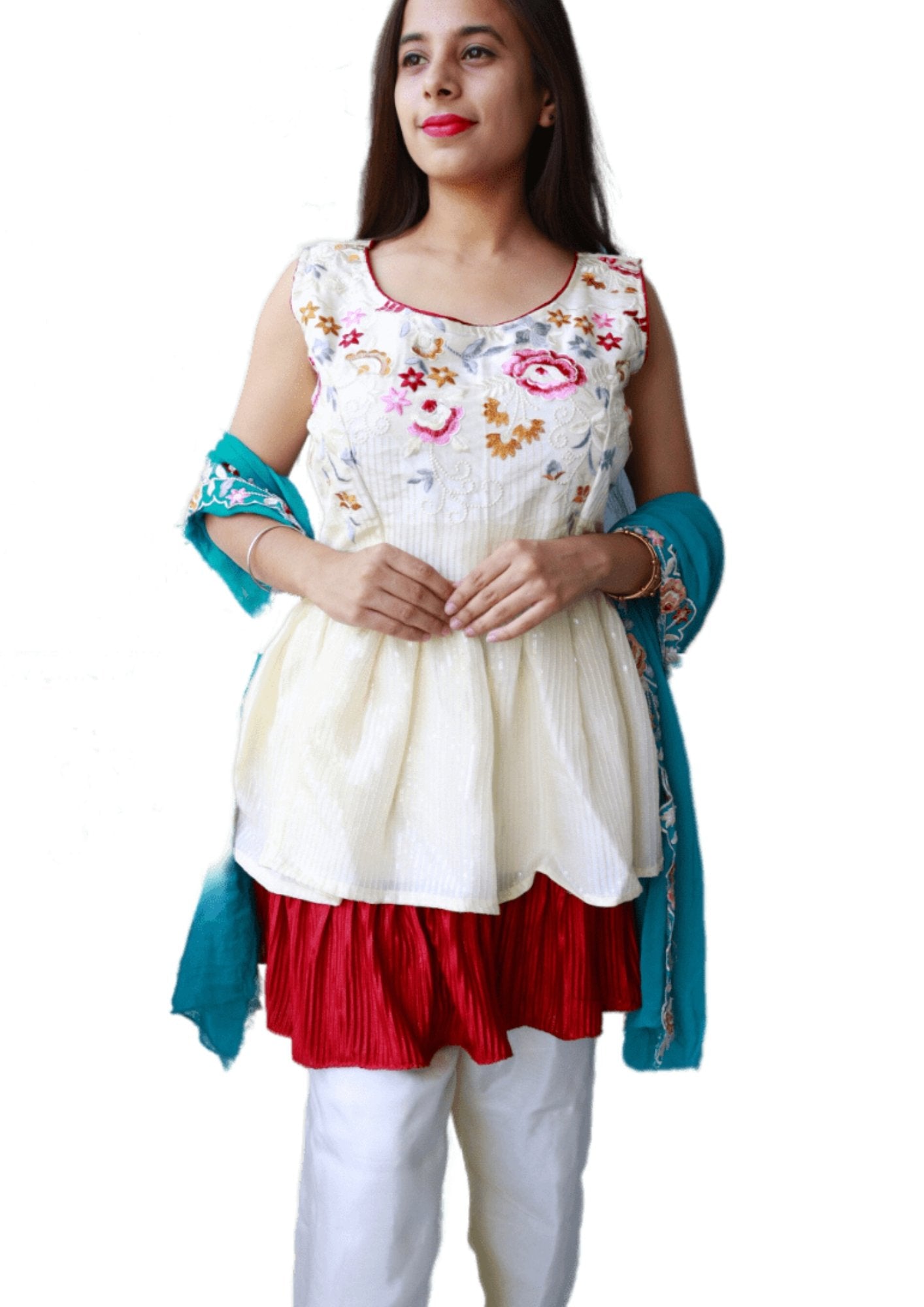 Pure Silk Peplum Style Kurti Palazzo Set - M&Y Pehnava