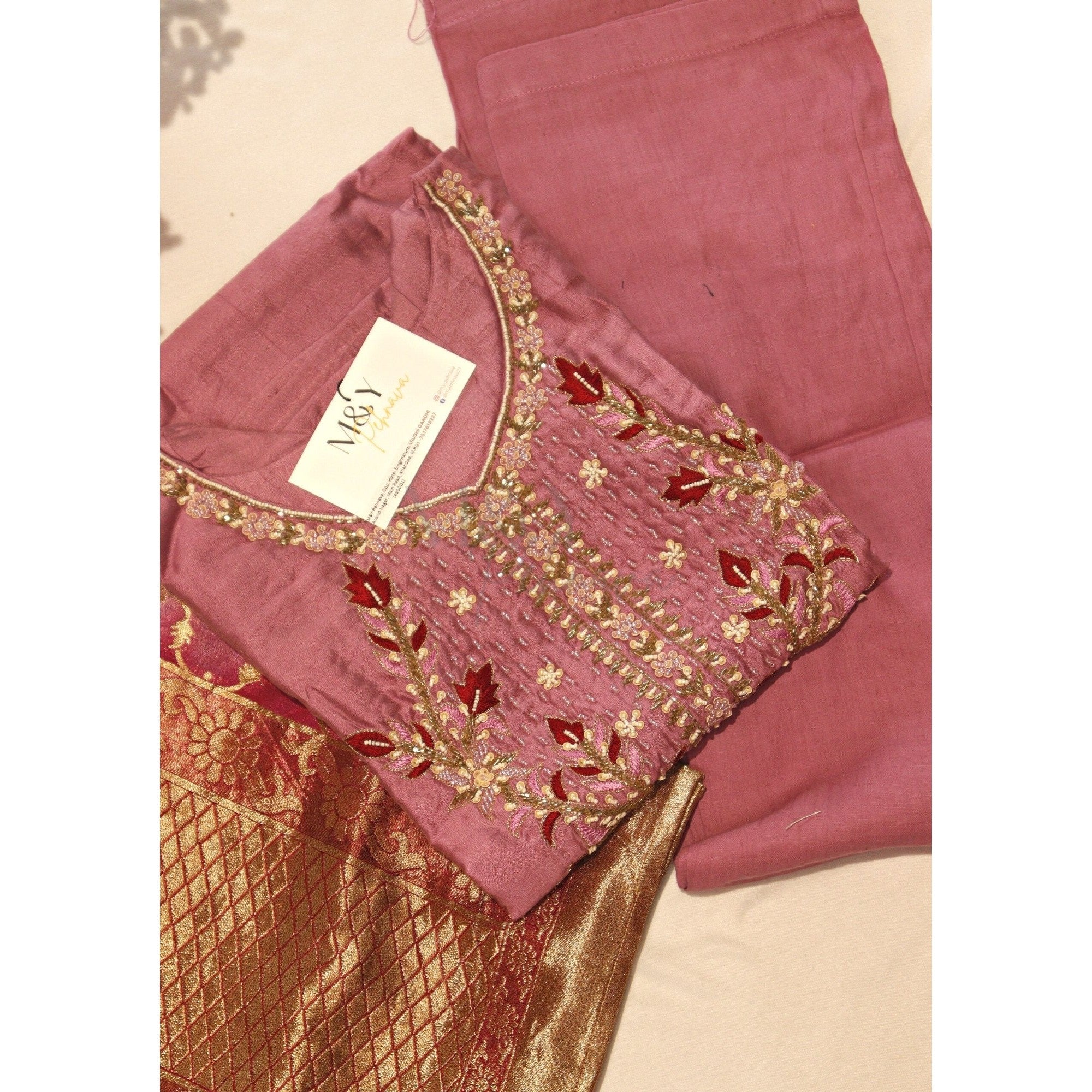 Silk Handwork Banarsi Dupatta Set - M&Y Pehnava