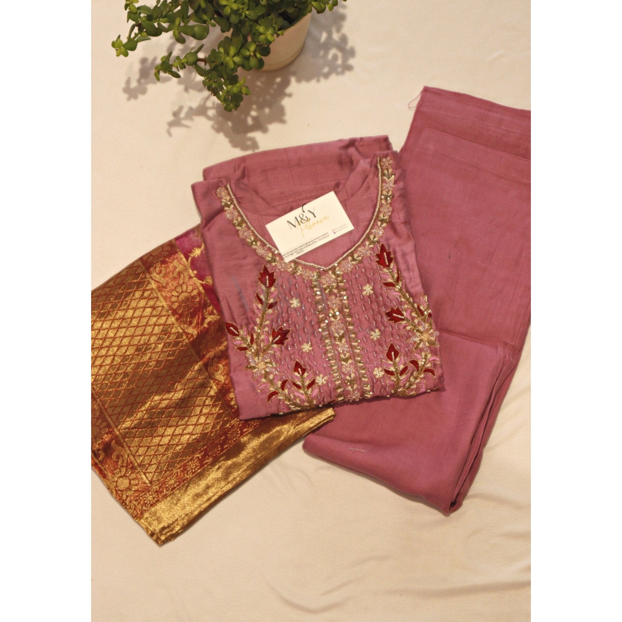 Silk Handwork Banarsi Dupatta Set - M&Y Pehnava