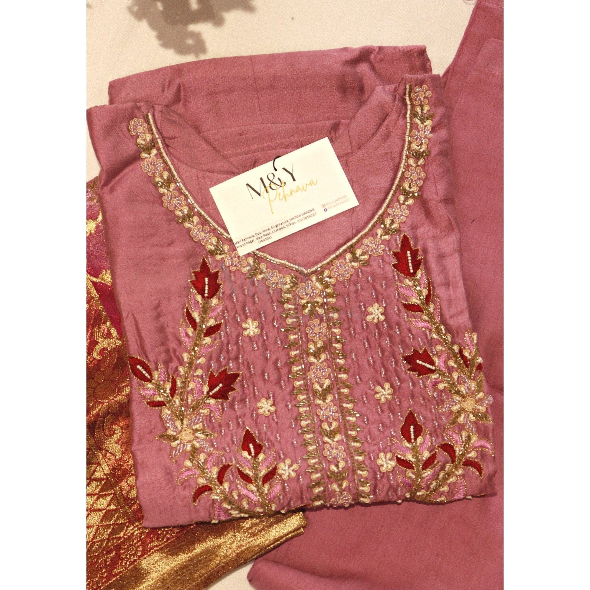 Silk Handwork Banarsi Dupatta Set - M&Y Pehnava